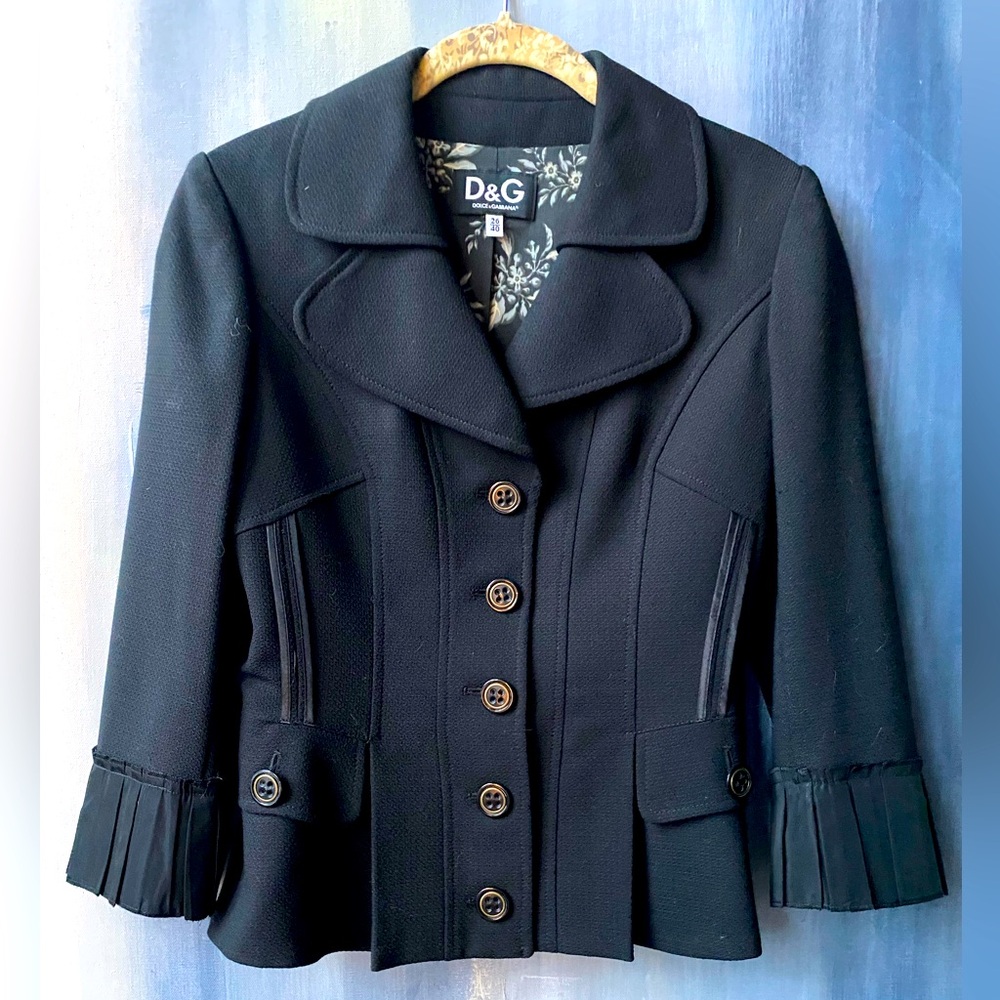 DOLCE & GABBANA Black Button-Up Blazer and Skirt Suit SET - Picture 3 of 13